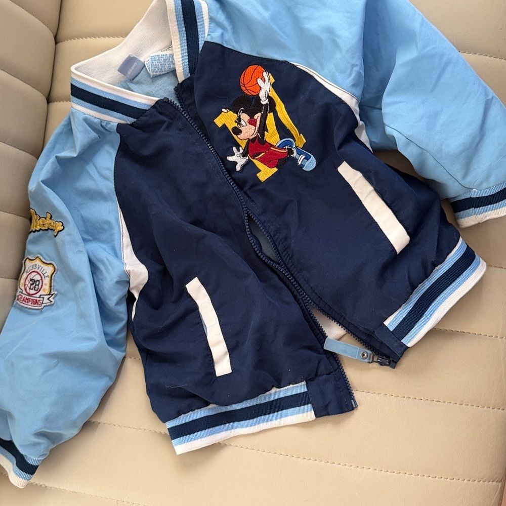 Y2K Kids Mickey Mouse Varsity Jacket Disney Cartoon Character Coat 2-3T